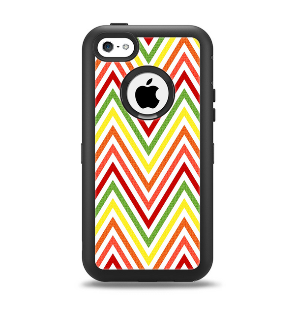 The Yellow & Red Vintage Chevron Pattern Apple iPhone 5c Otterbox Defender Case Skin Set