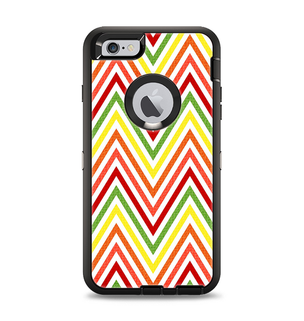The Yellow & Red Vintage Chevron Pattern Apple iPhone 6 Plus Otterbox Defender Case Skin Set