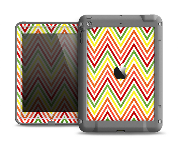 The Yellow & Red Vintage Chevron Pattern Apple iPad Mini LifeProof Fre Case Skin Set