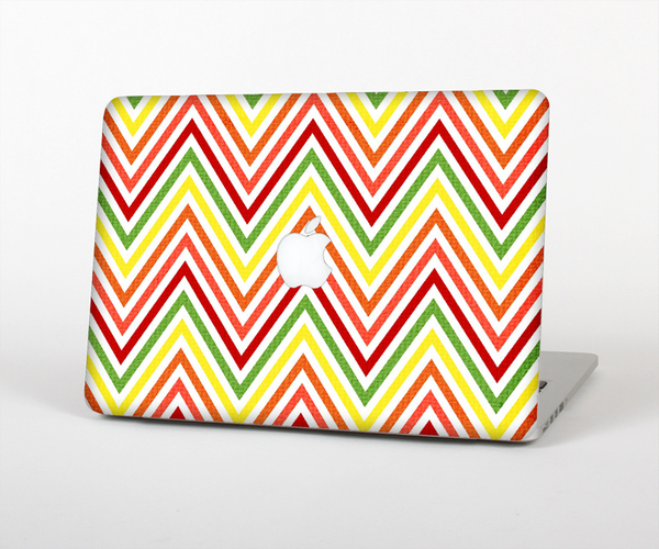 The Yellow & Red Vintage Chevron Pattern Skin Set for the Apple MacBook Air 11"