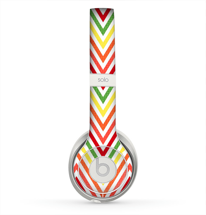 The Yellow & Red Vintage Chevron Pattern Skin for the Beats by Dre Solo 2 Headphones