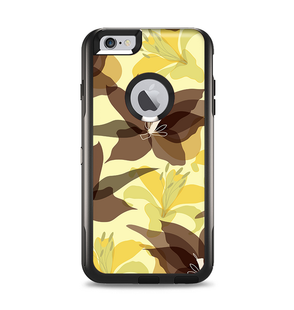 The Yellow and Brown Pastel Flowers Apple iPhone 6 Plus Otterbox Commuter Case Skin Set