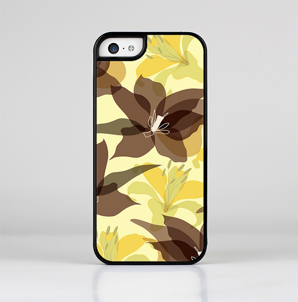 The Yellow and Brown Pastel Flowers Skin-Sert Case for the Apple iPhone 5c