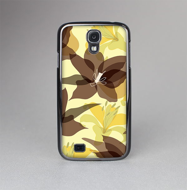 The Yellow and Brown Pastel Flowers Skin-Sert Case for the Samsung Galaxy S4