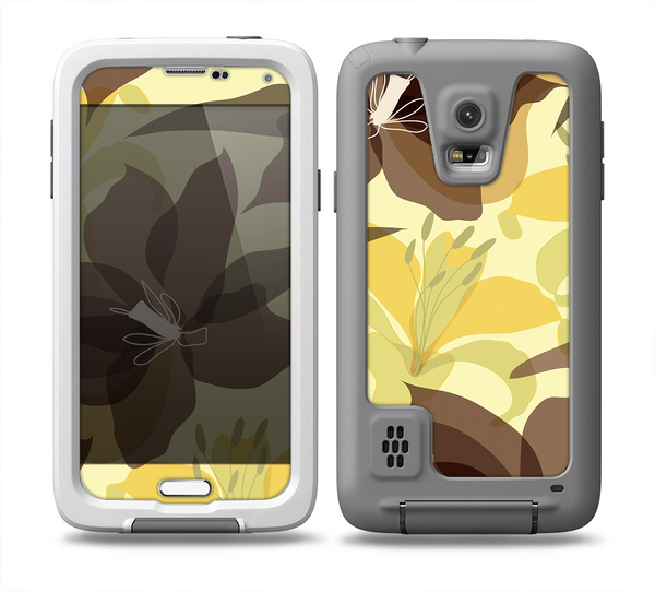 The Yellow and Brown Pastel Flowers Skin for the Samsung Galaxy S5 frē LifeProof Case
