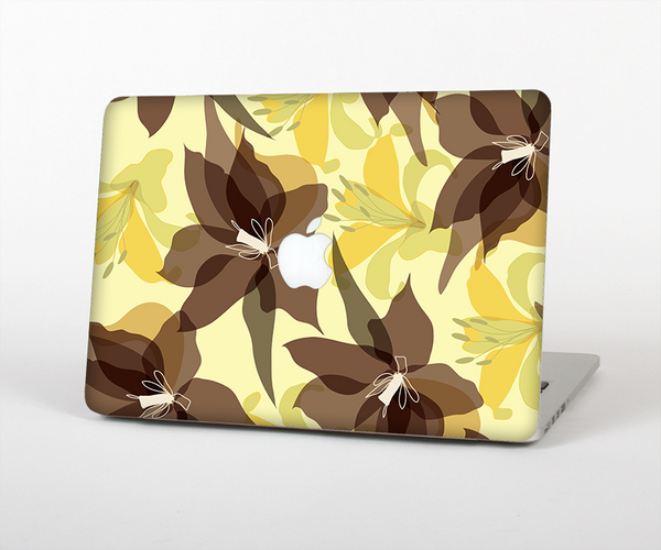 The Yellow and Brown Pastel Flowers Skin Set for the Apple MacBook Air 11"