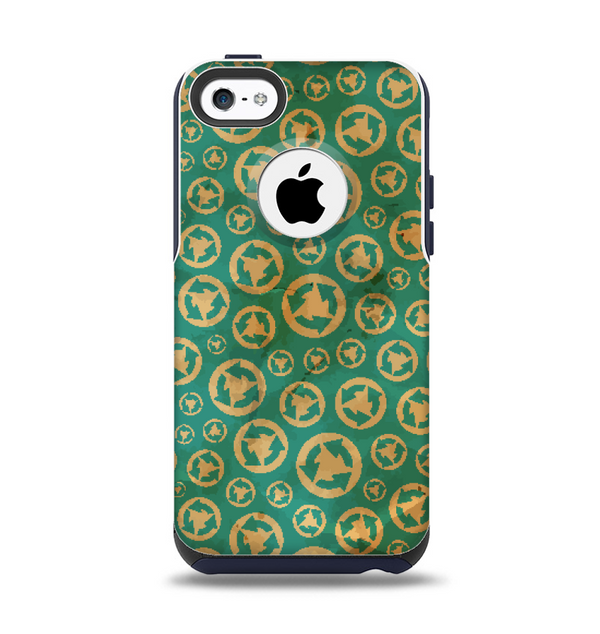 The Yellow and Green Recycle Pattern Apple iPhone 5c Otterbox Commuter Case Skin Set