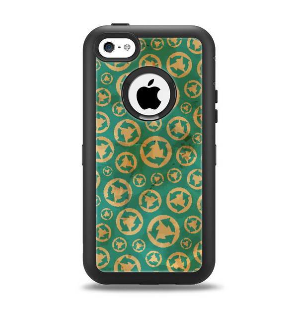 The Yellow and Green Recycle Pattern Apple iPhone 5c Otterbox Defender Case Skin Set