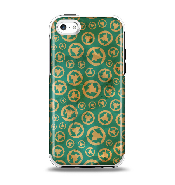 The Yellow and Green Recycle Pattern Apple iPhone 5c Otterbox Symmetry Case Skin Set