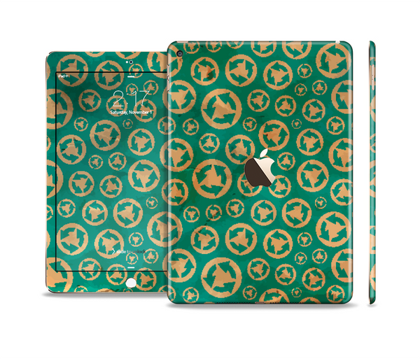 The Yellow and Green Recycle Pattern Skin Set for the Apple iPad Air 2