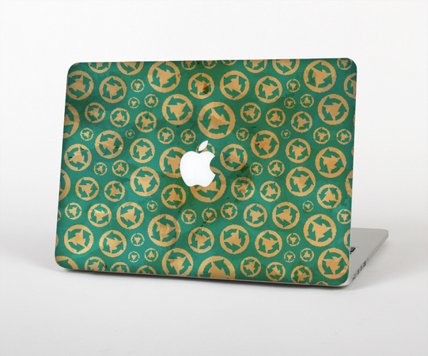 The Yellow and Green Recycle Pattern Skin Set for the Apple MacBook Pro 15" with Retina Display