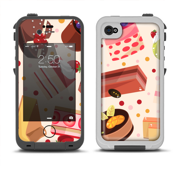 The Yummy Dessert Pattern Apple iPhone 4-4s LifeProof Fre Case Skin Set