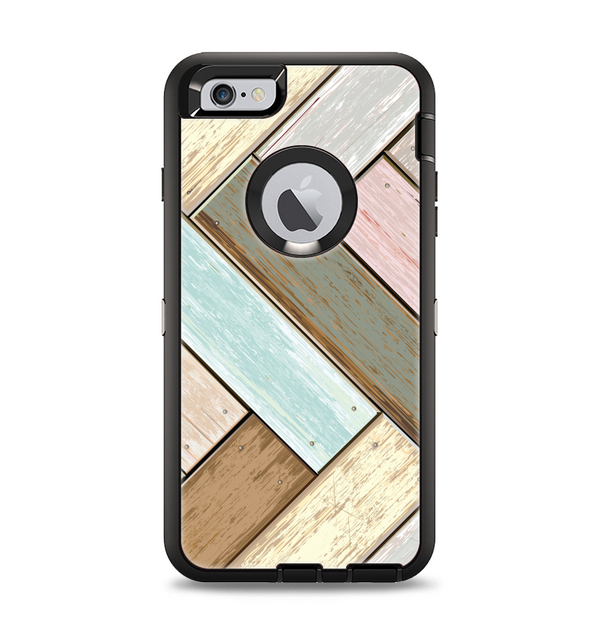 The Zigzag Vintage Wood Planks Apple iPhone 6 Plus Otterbox Defender Case Skin Set