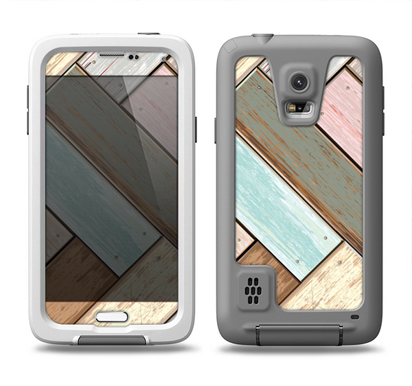 The Zigzag Vintage Wood Planks Samsung Galaxy S5 LifeProof Fre Case Skin Set