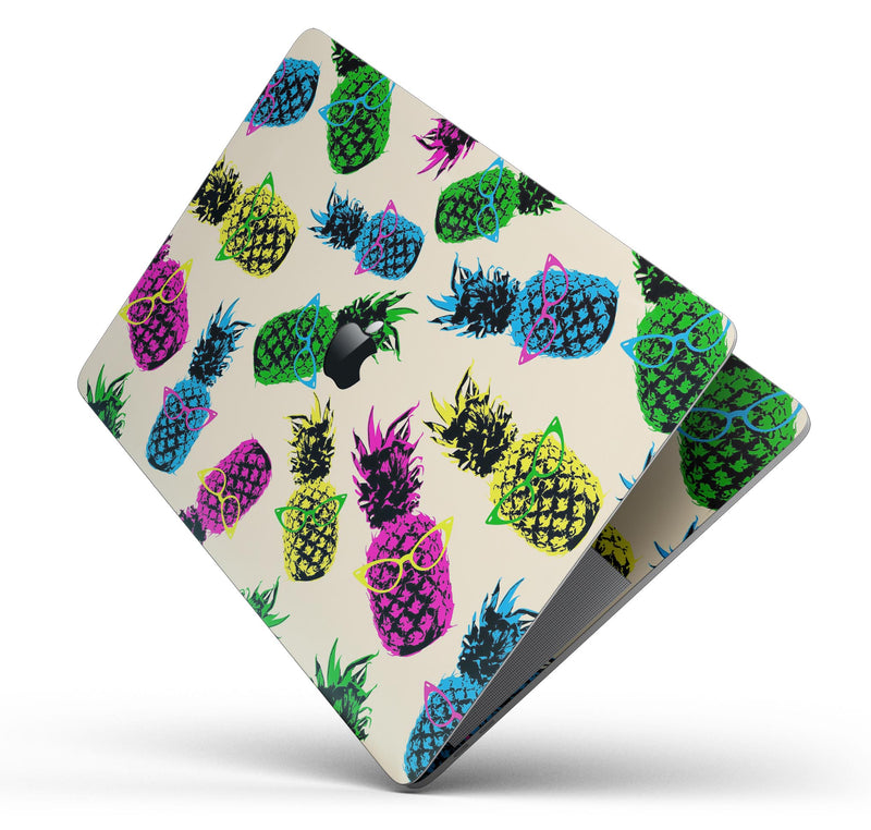 Tropical Cool Retro Pineapples - Skin Decal Wrap Kit Compatible with the Apple MacBook Pro, Pro with Touch Bar or Air (11", 12", 13", 15" & 16" - All Versions Available)
