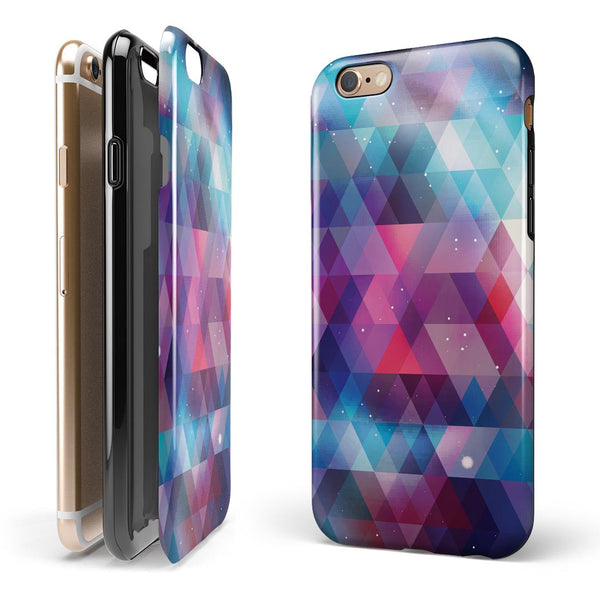 Vector Triangle Pink and Blue Galaxy iPhone 6/6s or 6/6s Plus 2-Piece Hybrid INK-Fuzed Case