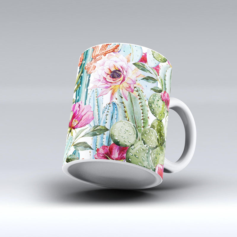 The-Vintage-Watercolor-Cactus-Bloom-ink-fuzed-Ceramic-Coffee-Mug