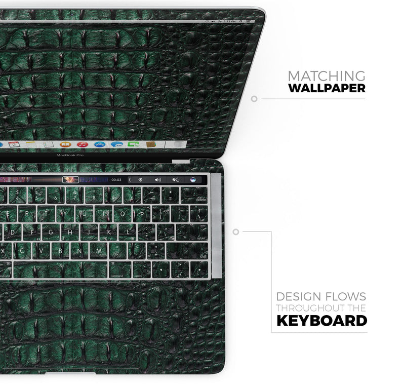Vivid Green Crocodile Skin - Skin Decal Wrap Kit Compatible with the Apple MacBook Pro, Pro with Touch Bar or Air (11", 12", 13", 15" & 16" - All Versions Available)