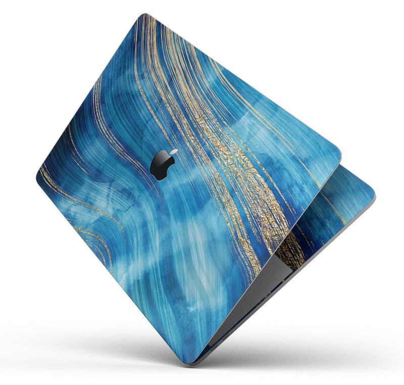 Vivid Agate Vein Slice Blue V1 - Skin Decal Wrap Kit Compatible with the Apple MacBook Pro, Pro with Touch Bar or Air (11", 12", 13", 15" & 16" - All Versions Available)