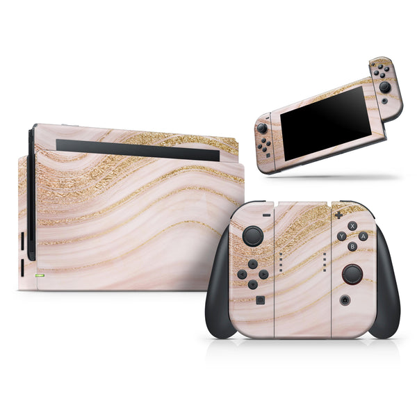 Vivid Agate Vein Slice Foiled V11 // Skin Decal Wrap Kit for Nintendo Switch Console & Dock, Joy-Cons, Pro Controller, Lite, 3DS XL, 2DS XL, DSi, or Wii