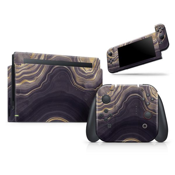 Vivid Agate Vein Slice Foiled V14 // Skin Decal Wrap Kit for Nintendo Switch Console & Dock, Joy-Cons, Pro Controller, Lite, 3DS XL, 2DS XL, DSi, or Wii