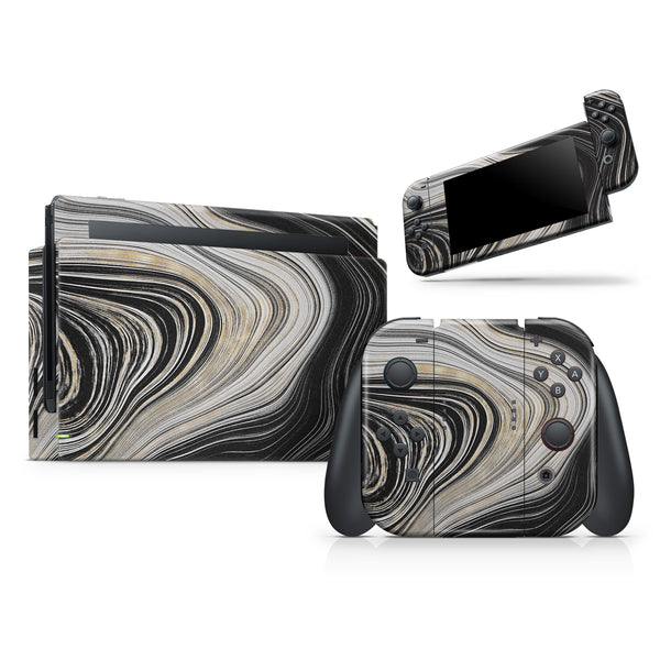 Vivid Agate Vein Slice Foiled V16 // Skin Decal Wrap Kit for Nintendo Switch Console & Dock, Joy-Cons, Pro Controller, Lite, 3DS XL, 2DS XL, DSi, or Wii