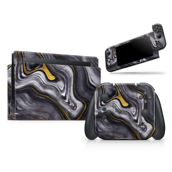 Vivid Agate Vein Slice Foiled V17 // Skin Decal Wrap Kit for Nintendo Switch Console & Dock, Joy-Cons, Pro Controller, Lite, 3DS XL, 2DS XL, DSi, or Wii