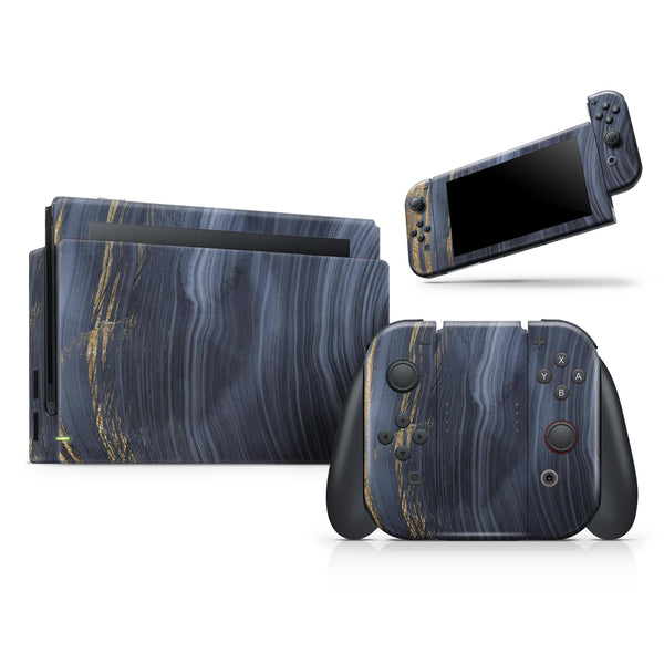 Vivid Agate Vein Slice Foiled V6 // Skin Decal Wrap Kit for Nintendo Switch Console & Dock, Joy-Cons, Pro Controller, Lite, 3DS XL, 2DS XL, DSi, or Wii