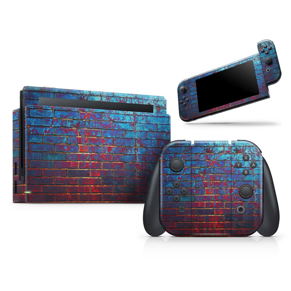 Vivid Blue Brick Alley // Skin Decal Wrap Kit for Nintendo Switch Console & Dock, Joy-Cons, Pro Controller, Lite, 3DS XL, 2DS XL, DSi, or Wii