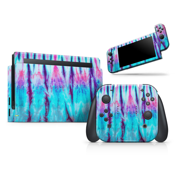 Vivid Blue Washed Tie Dye V1 // Skin Decal Wrap Kit for Nintendo Switch Console & Dock, Joy-Cons, Pro Controller, Lite, 3DS XL, 2DS XL, DSi, or Wii