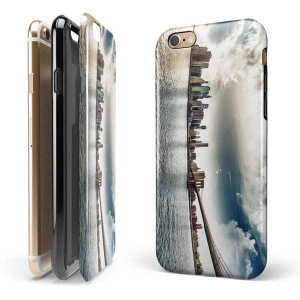 Vivid Cloudy Sky Over The City Skyline iPhone 6/6s or 6/6s Plus 2-Piece Hybrid INK-Fuzed Case