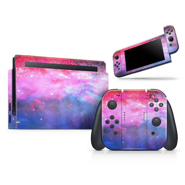 Vivid Pink and Blue Space // Skin Decal Wrap Kit for Nintendo Switch Console & Dock, Joy-Cons, Pro Controller, Lite, 3DS XL, 2DS XL, DSi, or Wii
