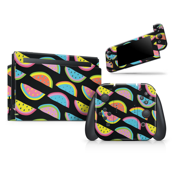 Vivid Retro Watermelon Slices // Skin Decal Wrap Kit for Nintendo Switch Console & Dock, Joy-Cons, Pro Controller, Lite, 3DS XL, 2DS XL, DSi, or Wii