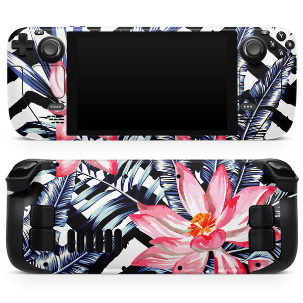 Vivid Tropical Chevron Floral v1 // Full Body Skin Decal Wrap Kit for the Steam Deck handheld gaming computer