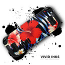 Vivid Tropical Red Floral v1 // Full Body Skin Decal Wrap Kit for the Steam Deck handheld gaming computer