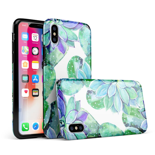 Watercolor Cactus Succulent Bloom V13 - iPhone X Swappable Hybrid Case
