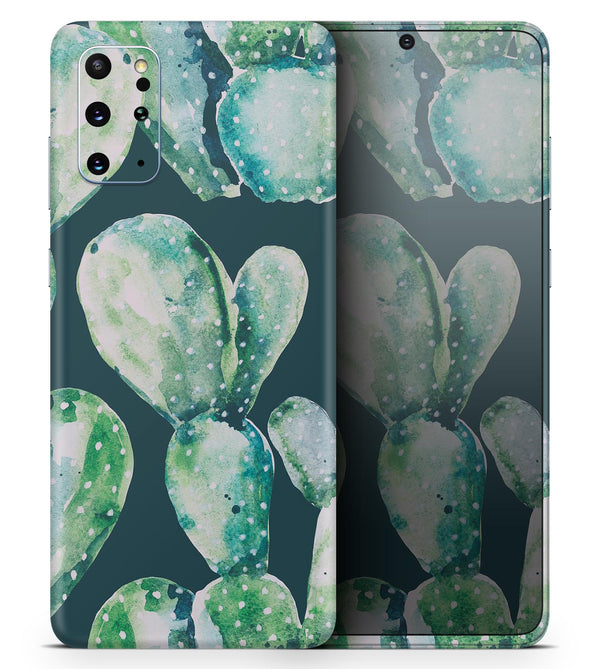 Watercolor Cactus Succulent Bloom V7 - Skin-Kit for the Samsung Galaxy S-Series S20, S20 Plus, S20 Ultra , S10 & others (All Galaxy Devices Available)