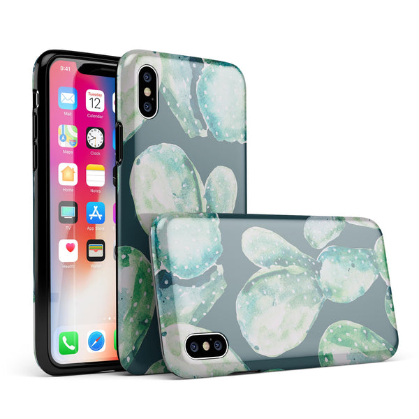 Watercolor Cactus Succulent Bloom V7 - iPhone X Swappable Hybrid Case