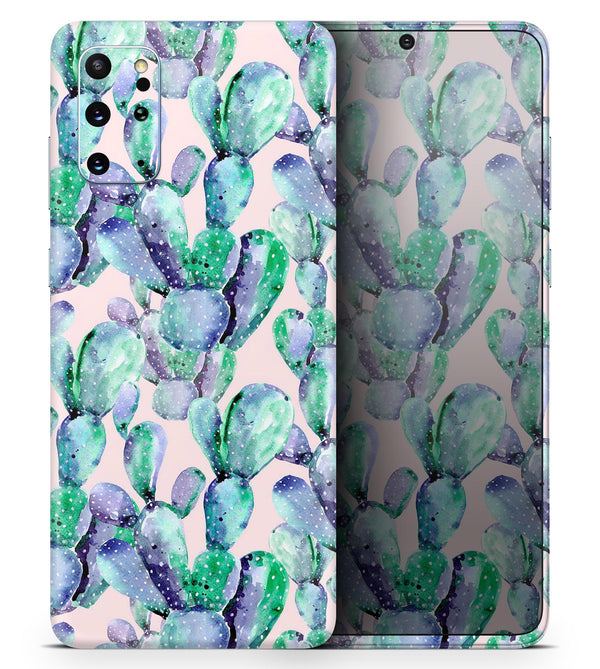 Watercolor Cactus Succulent Bloom V9 - Skin-Kit for the Samsung Galaxy S-Series S20, S20 Plus, S20 Ultra , S10 & others (All Galaxy Devices Available)