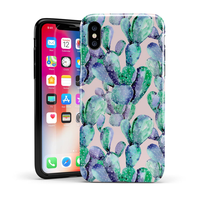 Watercolor Cactus Succulent Bloom V9 - iPhone X Swappable Hybrid Case