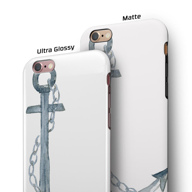 Watercolored Grungy Chained Anchor iPhone 6/6s or 6/6s Plus 2-Piece Hybrid INK-Fuzed Case