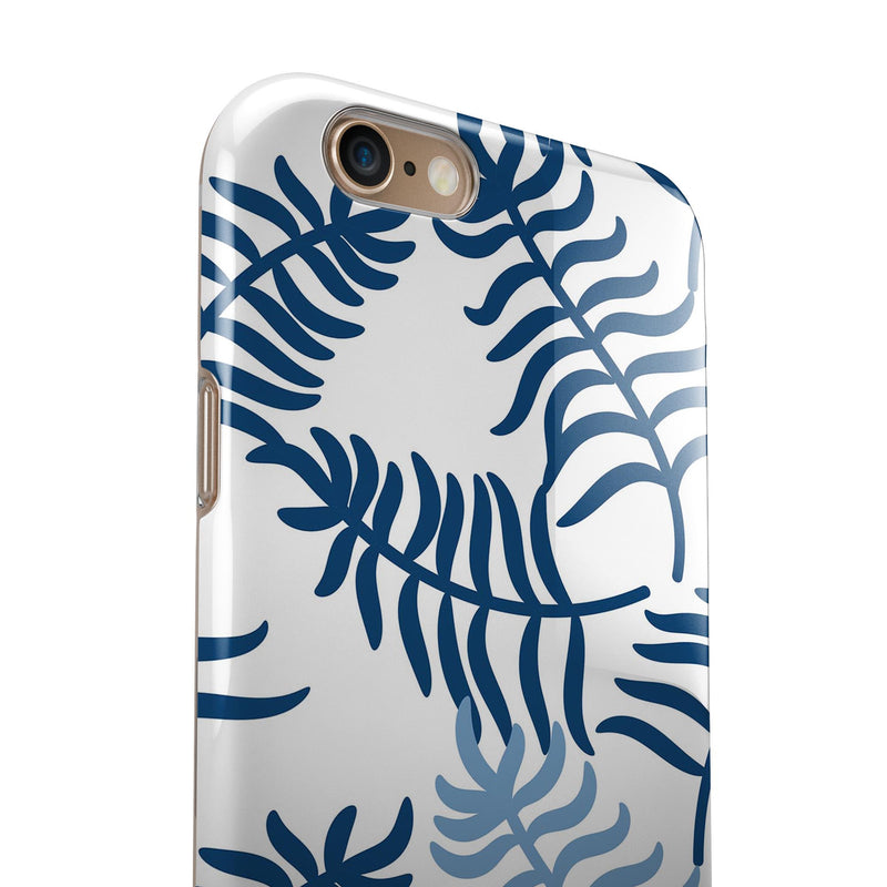 Whispy Leaves of Blue iPhone 6/6s or 6/6s Plus 2-Piece Hybrid INK-Fuzed Case