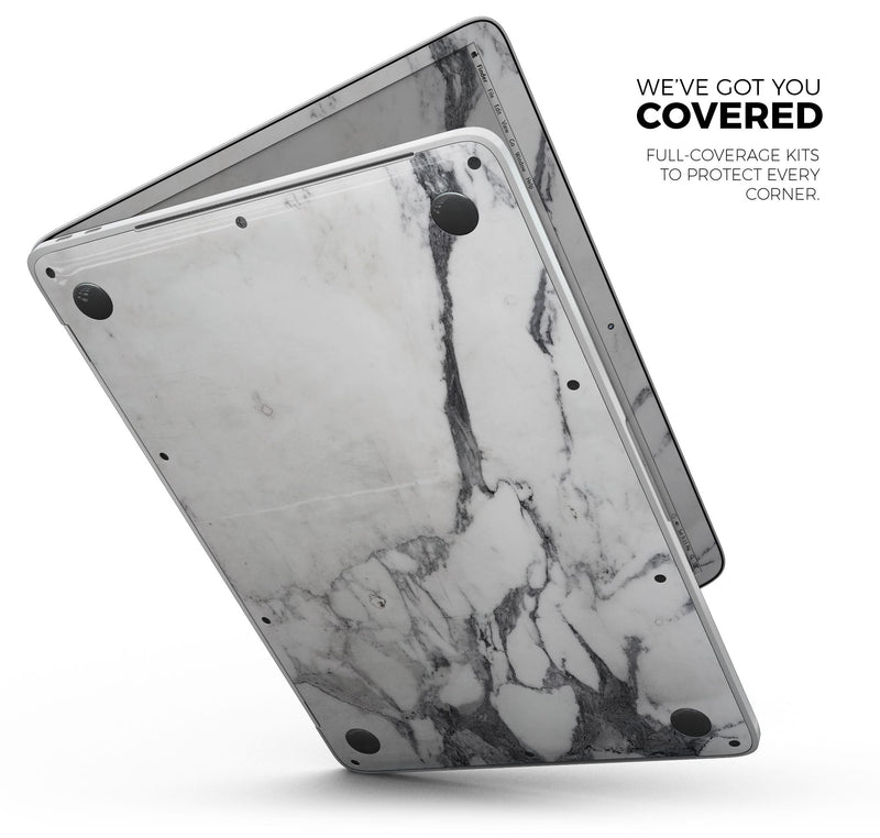 White & Grey Marble Surface V3- Skin Decal Wrap Kit Compatible with the Apple MacBook Pro, Pro with Touch Bar or Air (11", 12", 13", 15" & 16" - All Versions Available)
