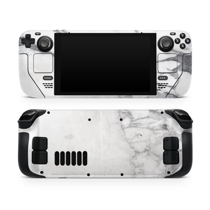 White & Grey Marble Surface V3 // Full Body Skin Decal Wrap Kit for the Steam Deck handheld gaming computer