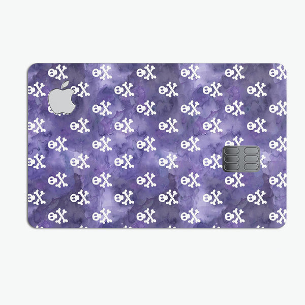 White Skulls on Purple Watercolor - Premium Protective Decal Skin-Kit for the Apple Credit Card