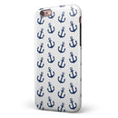 White and Navy Micro Anchors iPhone 6/6s or 6/6s Plus 2-Piece Hybrid INK-Fuzed Case