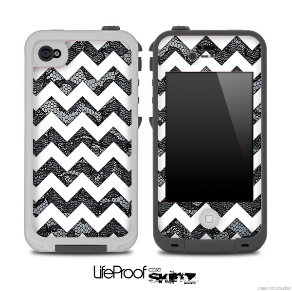 Black Lace and White Chevron Pattern for the iPhone 5 or 4/4s LifeProof Case
