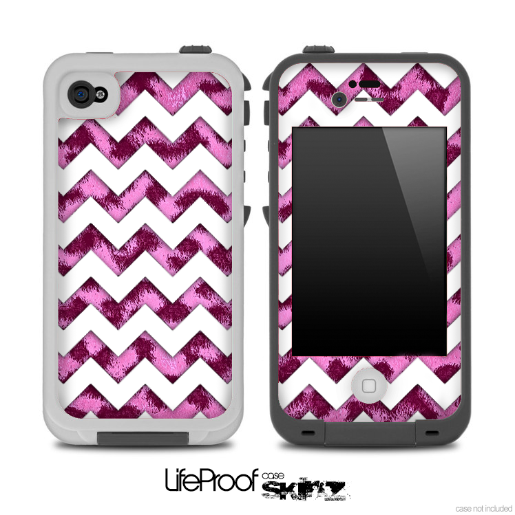 Pink Leopard Animal Print and White Chevron Pattern for the iPhone 5 or 4/4s LifeProof Case