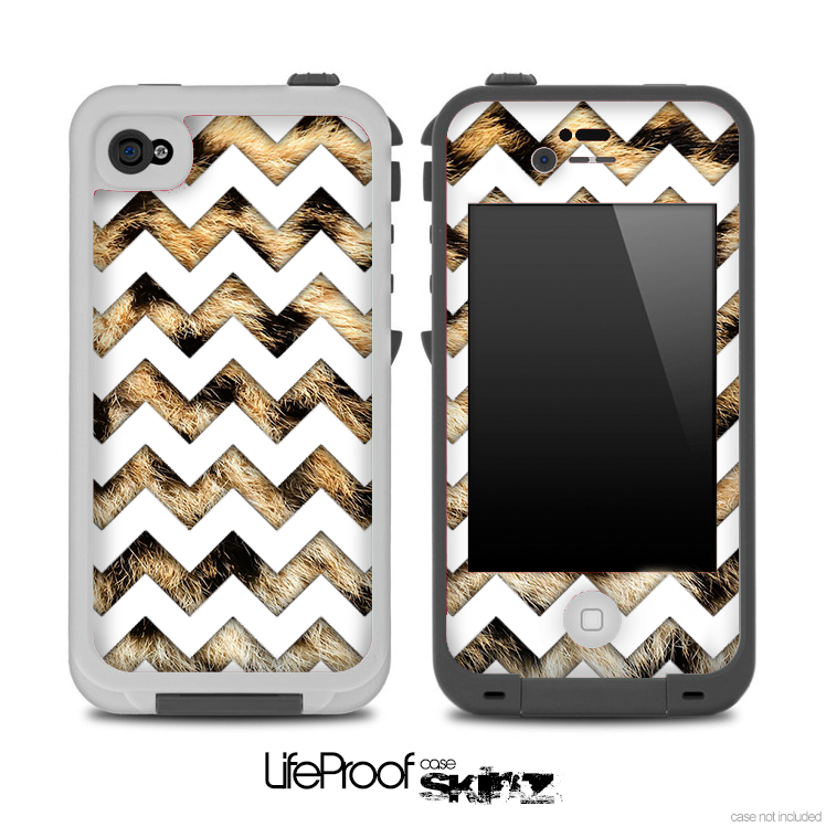Real Leopard Animal Print and White Chevron Pattern for the iPhone 5 or 4/4s LifeProof Case