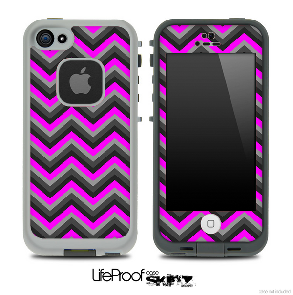 Black and Pink Chevron V4 Skin for the iPhone 5 or 4/4s LifeProof Case